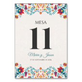 Fiesta Farbige Florale Spanische Hochzeit Tischnummer (Vorderseite)