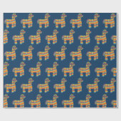 ¡Fiesta! Farbige Piñatas auf blauem Geschenkpapier (Flach)