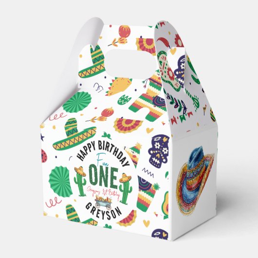 Fiesta First | 1. Geburtstag Party Geschenkschachtel (Rückseite)