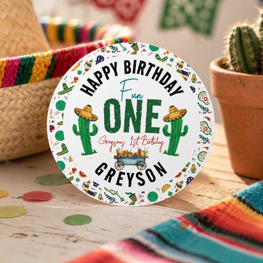 Fiesta First | 1. Geburtstag Party Runder Aufkleber