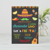 Fiesta first 1st birthday invitation, boy fiesta. einladung (Stehend Vorderseite)
