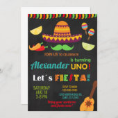 Fiesta first 1st birthday invitation, boy fiesta. einladung (Vorne/Hinten)