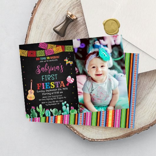 Fiesta First Birthday Invitation Girl Einladung