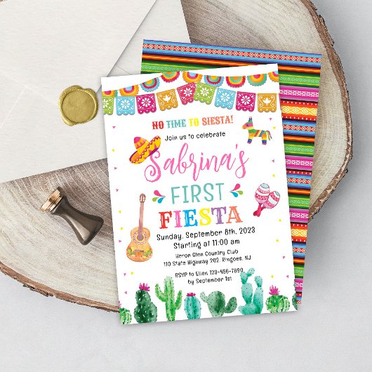 Fiesta First Birthday Invitation Girl Einladung