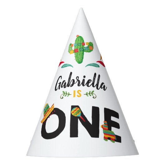 Fiesta First Birthday Party Hat Partyhütchen (Vorderseite)