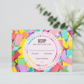 "Fiesta" - flache Confetti-Hochzeit UAWG Karte (Stehend Vorderseite)