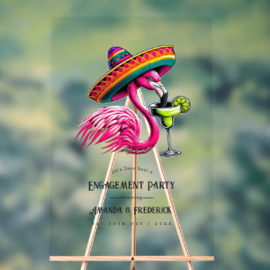 Fiesta Flamingo Sombrero Verlobungsfeier Willkomme Acrylschild