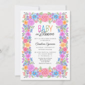Fiesta Floral Baby Bloom Dusche Einladung (Vorderseite)