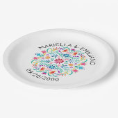 Fiesta Floral Birthday Shower Wedding Pappteller (Schrägansicht)