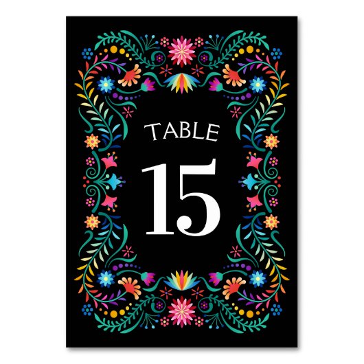 Fiesta Floral Birthday Shower Wedding Tischnummer (Vorderseite)