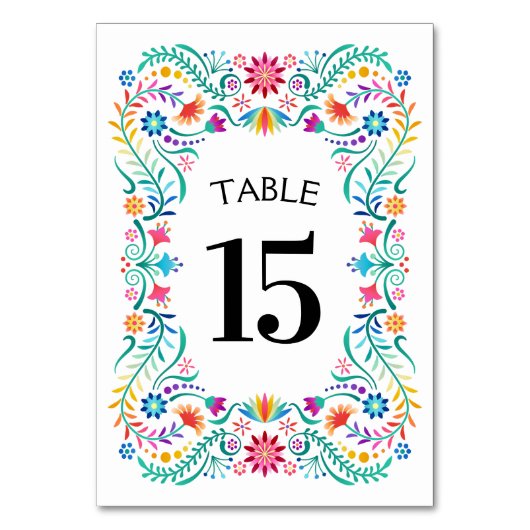 Fiesta Floral Birthday Shower Wedding Tischnummer (Vorderseite)