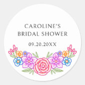 Fiesta Floral Brautparty Runder Aufkleber (Vorderseite)