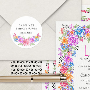 Fiesta Floral Brautparty Runder Aufkleber