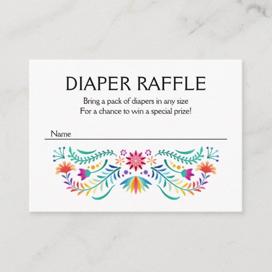 Fiesta Floral Diaper Raffle Baby Dusche Begleitkarte (Vorderseite)