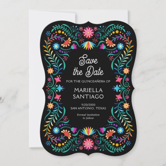 Fiesta Floral Quinceañera Hochzeit Retten Sie das Save The Date (Vorderseite)