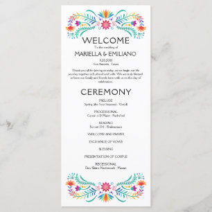 Fiesta Floral Wedding Program Menükarte