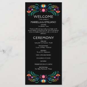 Fiesta Floral Wedding Program Menükarte