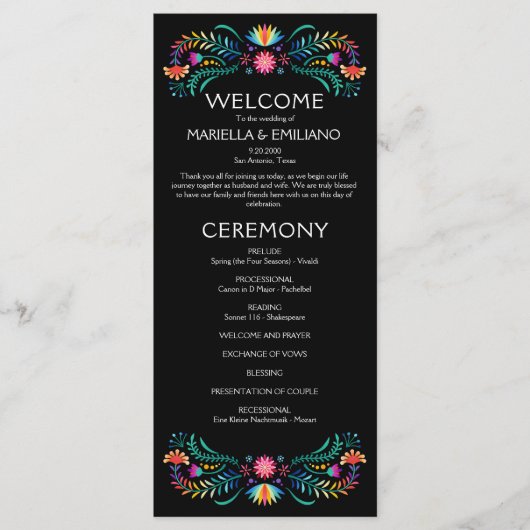 Fiesta Floral Wedding Program Menükarte (Vorderseite)