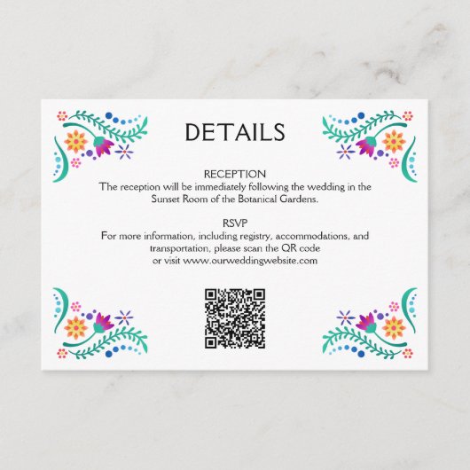 Fiesta Floral Wedding QR Details Begleitkarte (Vorderseite)