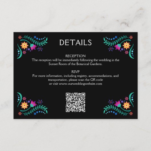 Fiesta Floral Wedding QR Details Begleitkarte (Vorderseite)