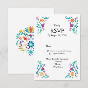 Fiesta Floral Wedding Quinceañera UAWG RSVP Karte