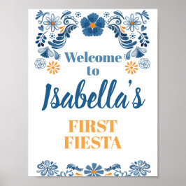 Fiesta Floral Welcome Sign Poster
