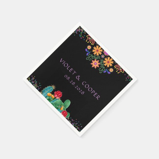 Fiesta Florals und Cactus Wedding Serviette (Ecke)