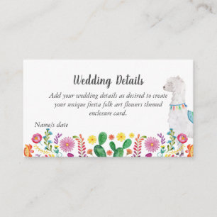 Fiesta Folk Art Floral Llama Wedding individuell a Begleitkarte