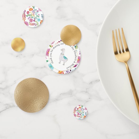 Fiesta Folk Art Floral Llama Wedding individuell a Konfetti (Gruppe)