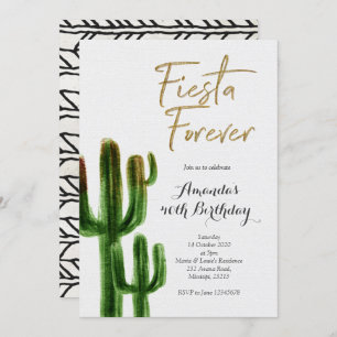 Fiesta Forever Cactus Birthday Party Einladung