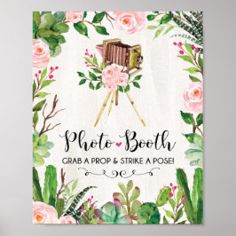 Fiesta Foto Booth Selfie Station Sign Cactus Prop Poster