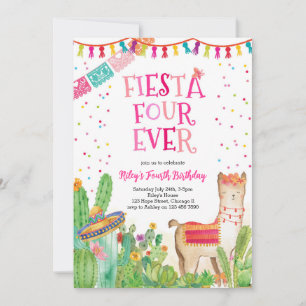 Fiesta Four Ever Girl Vierte Geburtstagseinladung Einladung