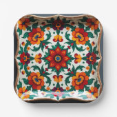 💀 🌹 Fiesta Framework Dia de los Muertos Fiesta Pappteller (Vorderseite)