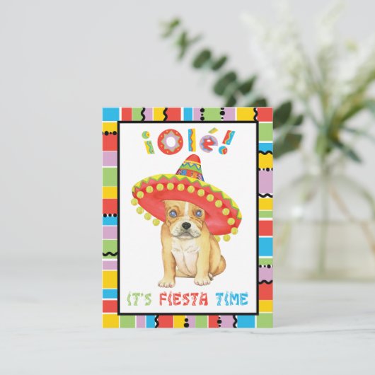 Fiesta Frenchie Einladung (Stehend Vorderseite)