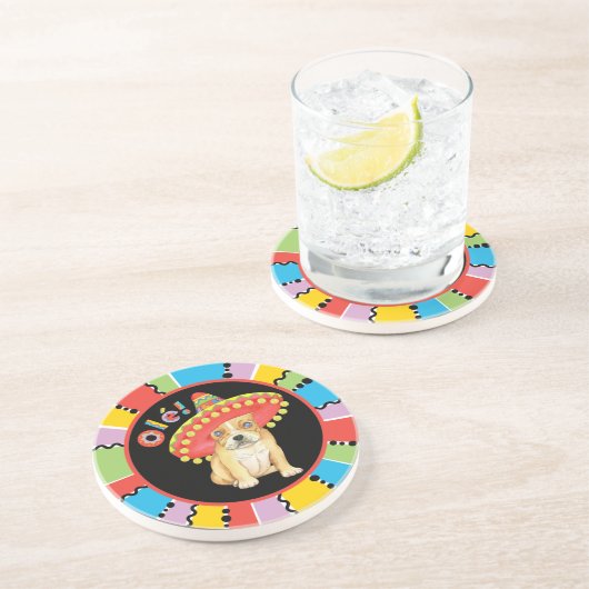 Fiesta Frenchie Getränkeuntersetzer (Seite)