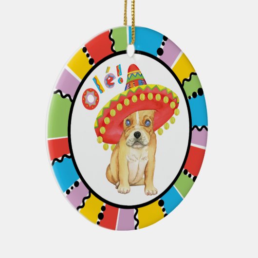 Fiesta Frenchie Keramik Ornament (Rechts)