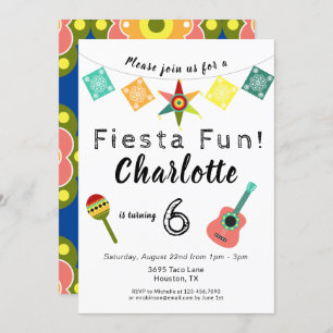 Fiesta Fun Colorful Kindergeburtstag Party Einladung