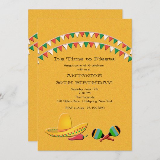 Fiesta Fun Einladung (Vorne/Hinten)
