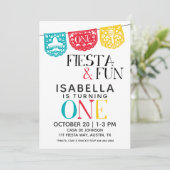 Fiesta & Fun Einladung zum ersten Geburtstag (Stehend Vorderseite)
