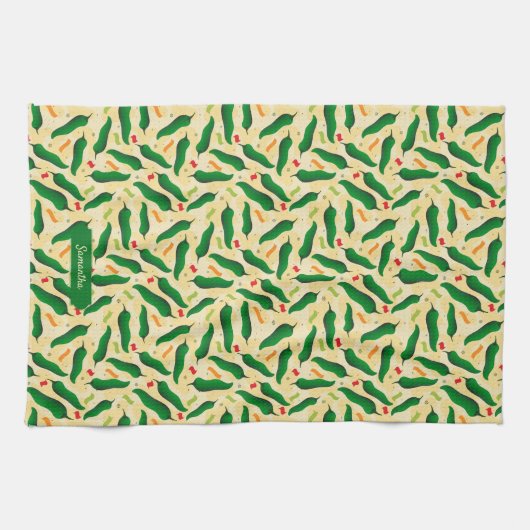 Fiesta Fun Green Chile Pattern Geschirrtuch (Horizontal)