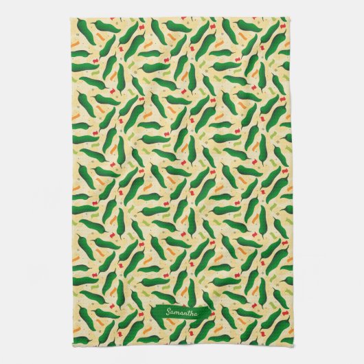 Fiesta Fun Green Chile Pattern Geschirrtuch (Vertikal)