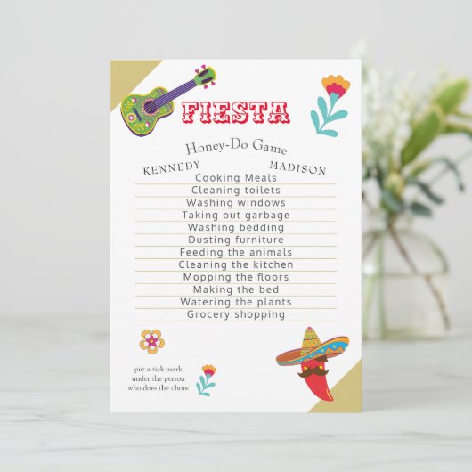 Fiesta Fun Polterabend Game Fab Einladung (Stehend Vorderseite)