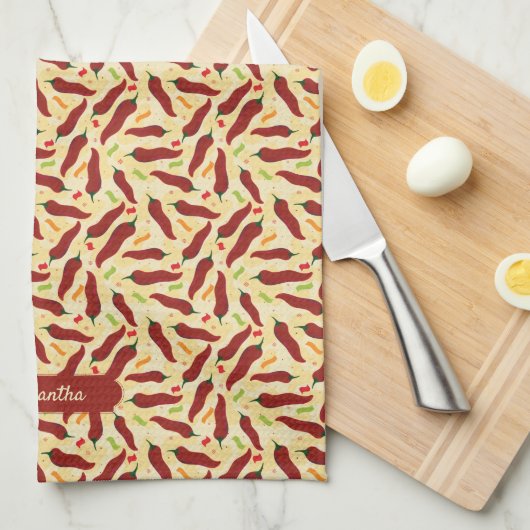 Fiesta Fun Red Chile Pattern Geschirrtuch (Viertel Falte)