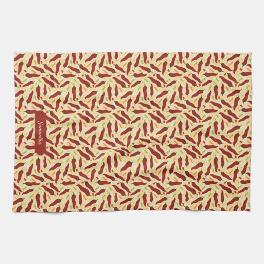 Fiesta Fun Red Chile Pattern Geschirrtuch (Horizontal)