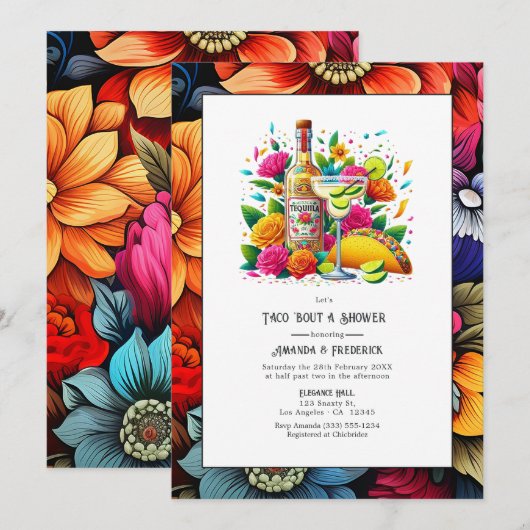 Fiesta Fun Tacos & Tequila Couple Dusche Einladung (Vorne/Hinten)