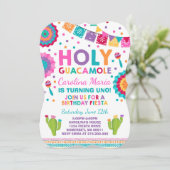 Fiesta Geburtstag Einladung Heiliges Guacamole Par (Stehend Vorderseite)
