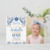 Fiesta Geburtstag Einladung mit Ihrem Foto (Stehend Vorderseite)