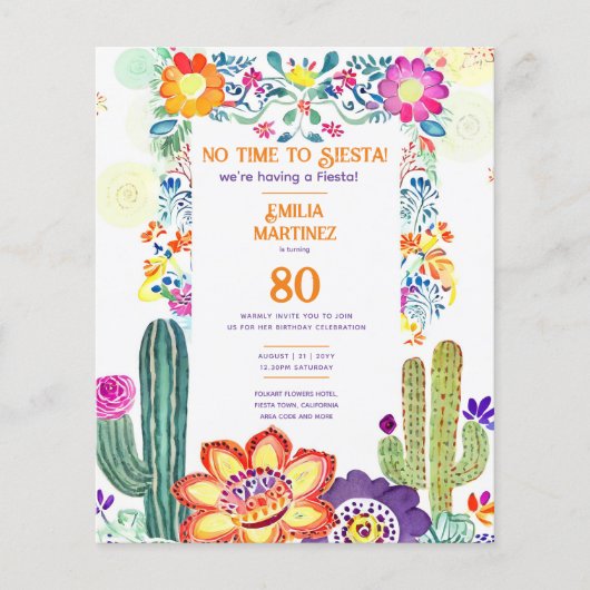 FIESTA Geburtstag! Folkart-Blume JEDES ALTER (Vorderseite)