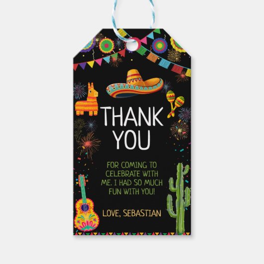 Fiesta Geburtstags Dankeschön Geschenkanhänger (Vorderseite)
