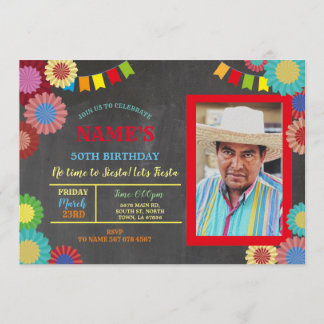 Fiesta-Geburtstags-Foto-mexikanische rosa Einladung
